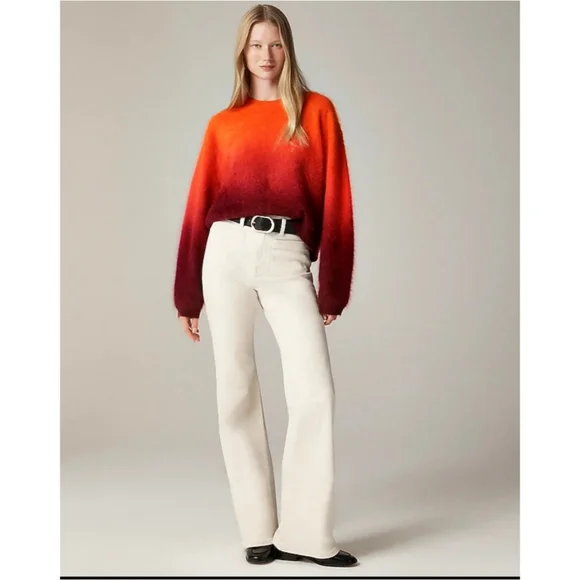 J.Crew Dip-Dyed Brushed Cashmere Crewneck Sweater - Picture 2 of 12